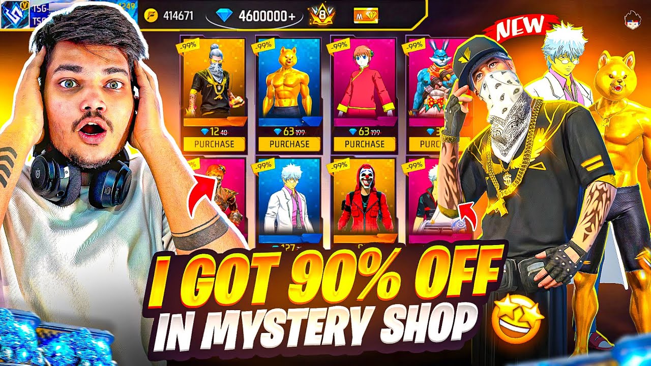 FREE FIRE I GOT 90% OFF IN MYSTERY SHOP I GOTNEW RARE EMOTES π IN 1 DIAMOND -GARENA FREE FIRE