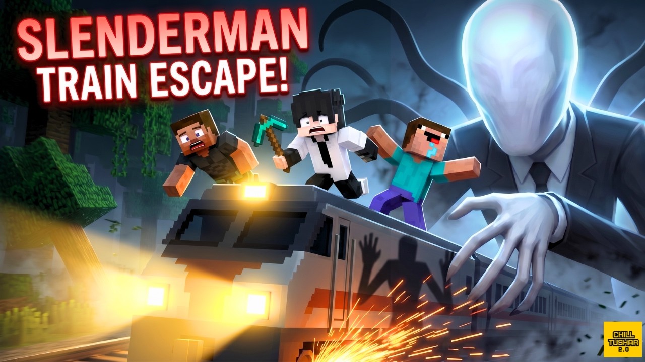 Escaping SlenderMan On Train in Minecraft 😱
