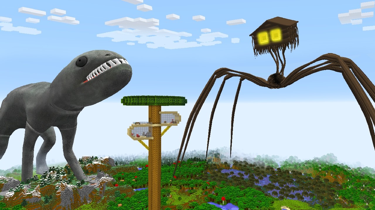 SURVIVING FROM BEHEMOTH AND HOUSE HEAD in Minecraft - Gameplay