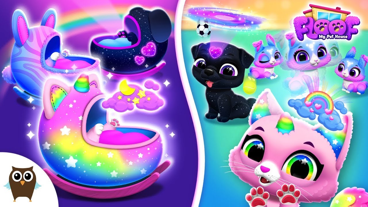 FLOOF - MY PET HOUSE NEW UPDATE GAMEPLAY 🎮 DOG, CAT & BUNNY 🌟 CUTE ANIMAL CARE | TutoTOONS background