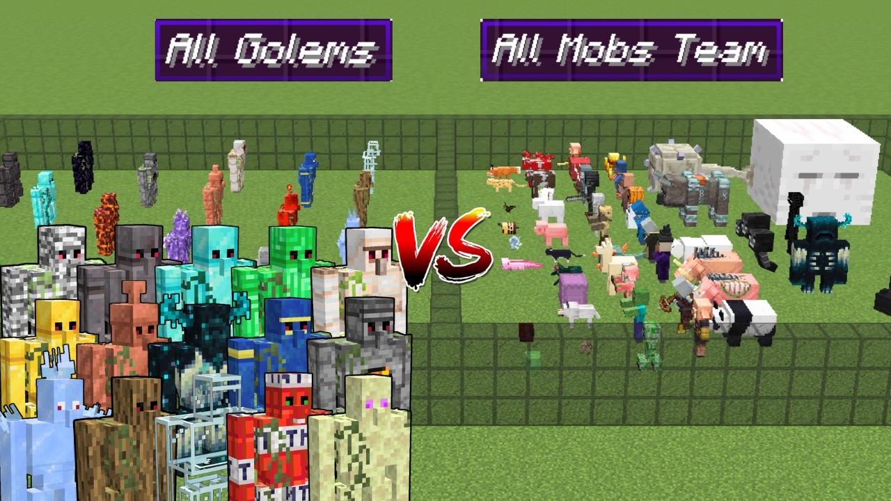 ALL MINECRAFT GOLEMS vs TEAM OF EVERY MOB | Minecraft Mob Battle background