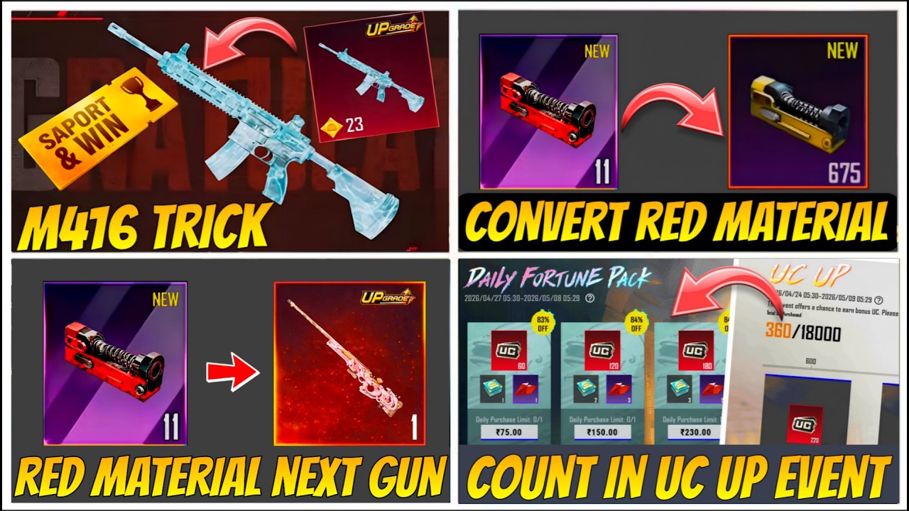 🛑SECRET | Free M416 Glacier | Red Material Use In 4.4 Update | Premium crate Upgrade Gun (Expected)