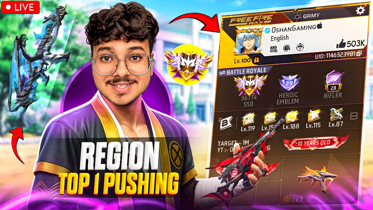 🔴 Live - Finally Grandmaster In New Br rank Season 😁 - Free Fire Live #oshangaming background