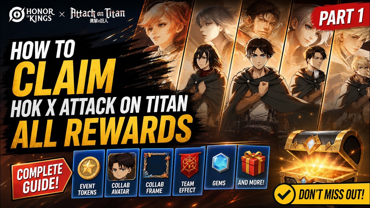 How To Claim HOK x Attack on Titan ALL Rewards (Part 1) | Full Event Guide #HonorofKings #hokstudio