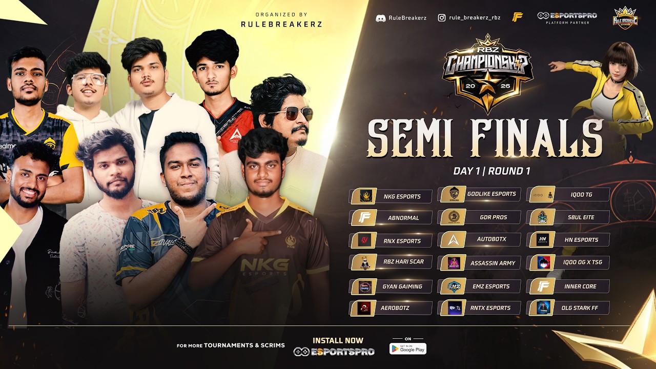 💥RBz Champ - 2026 | Semi Finals : GodL , NKG , IQOO TG , S8UL , RNX | Tamil FreeFire Tournament