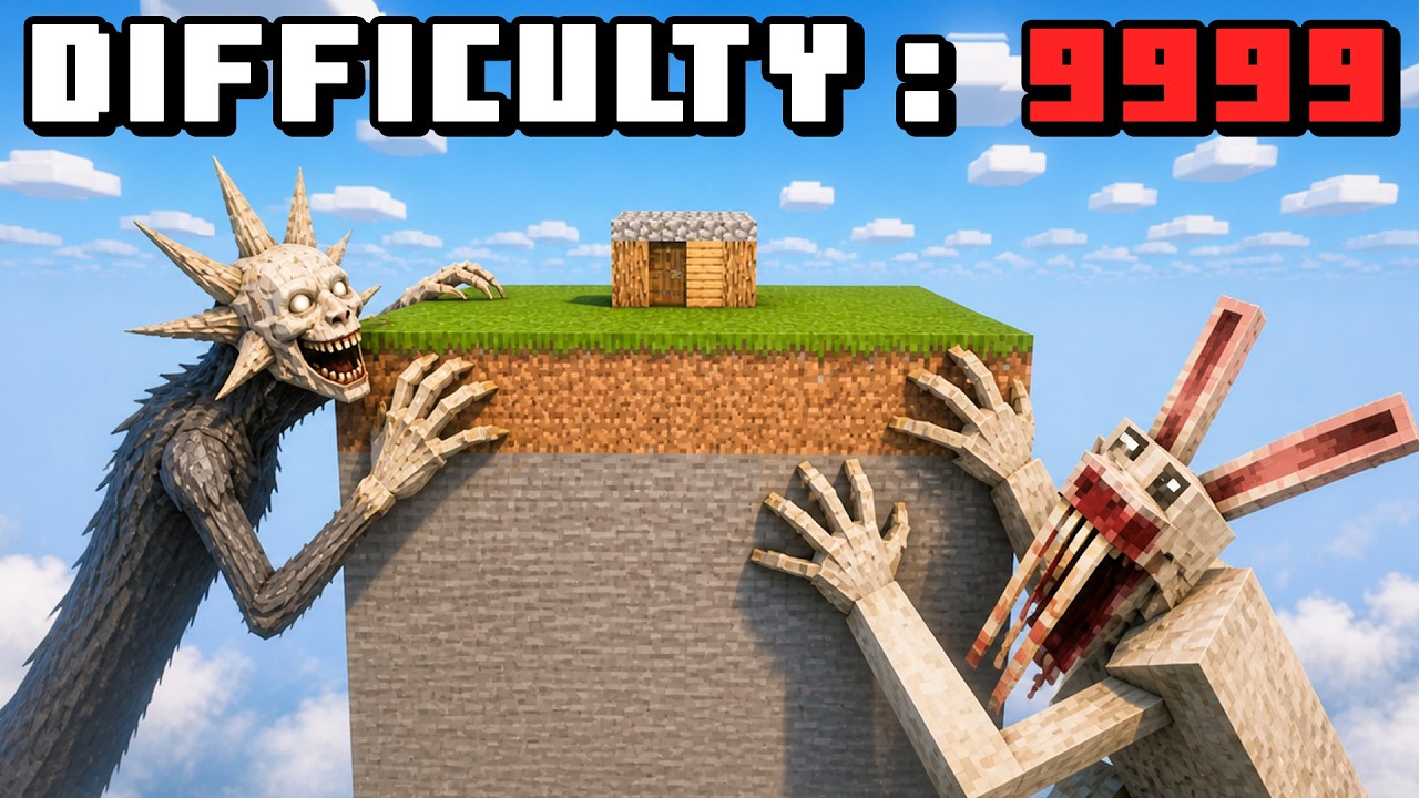 Surviving 100 days on ONE CHUNK With Every Horror Mod