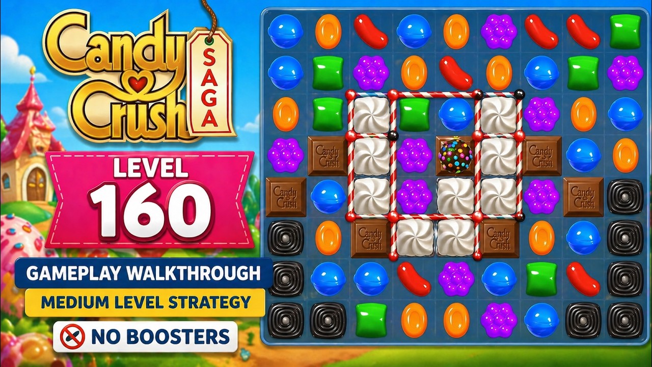 Candy Crush Saga Level 160 Gameplay Walkthrough | Medium Level Strategy No Boosters