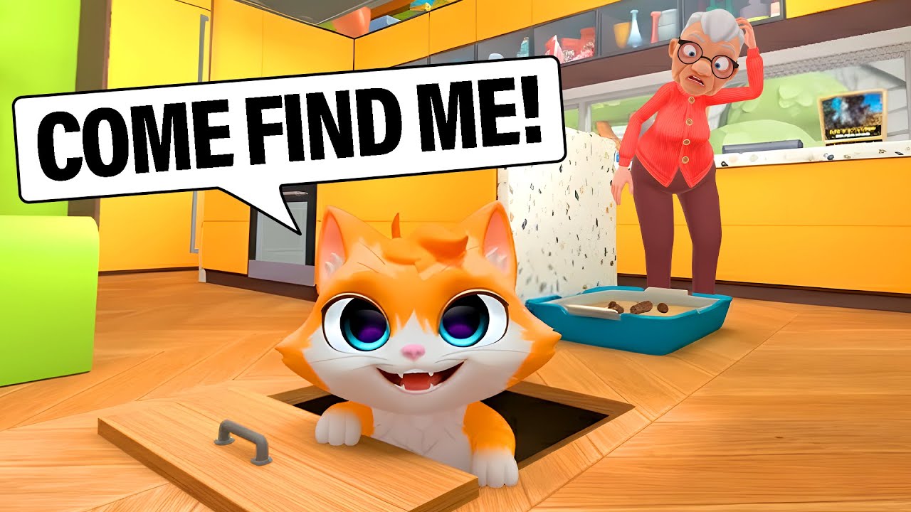 Building a HIDDEN BASE in Granny's House in I Am Cat VR! background