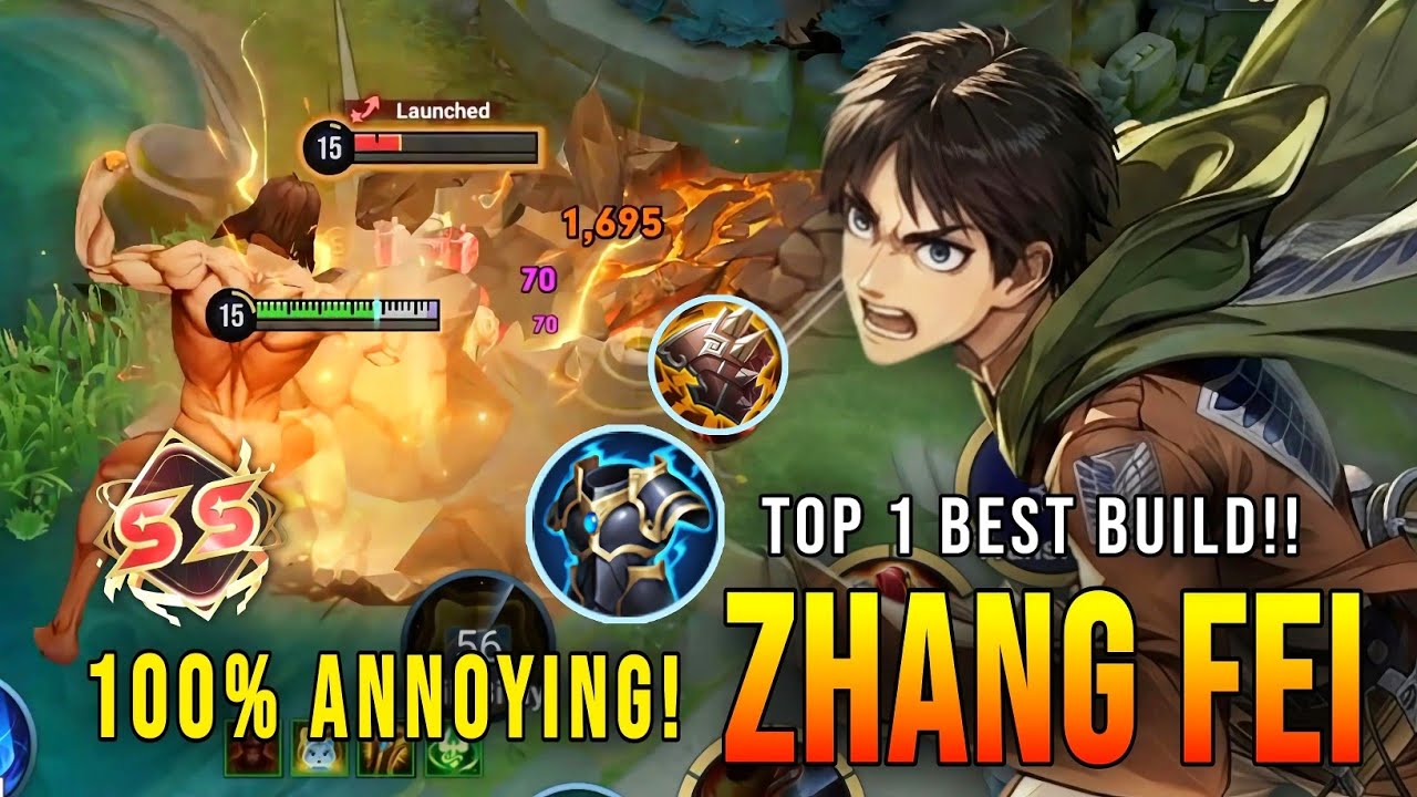 100% ANNOYING!! Zhang Fei (Eren) Attack on Titan Collab – Top 1 Best Build | Honor of Kings