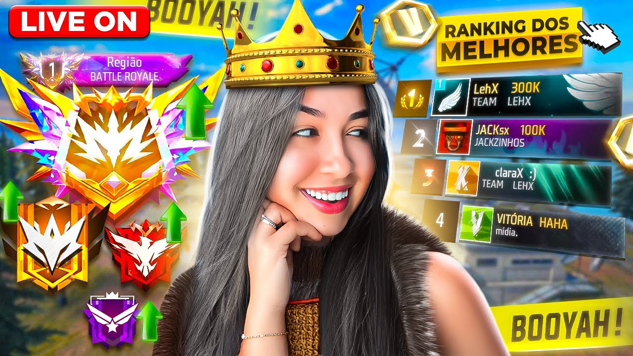DO DIAMANTE AO DESAFIANTE! TEMPORADA ATUALIZOU 🥵 FREE FIRE AO VIVO 🎀LETHICIAX FF🎀