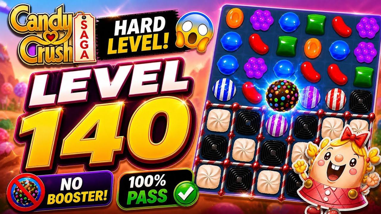 How to Beat Level 140 in Candy Crush | Candy Crush Saga Level 140 โ Easy Win in First Try!