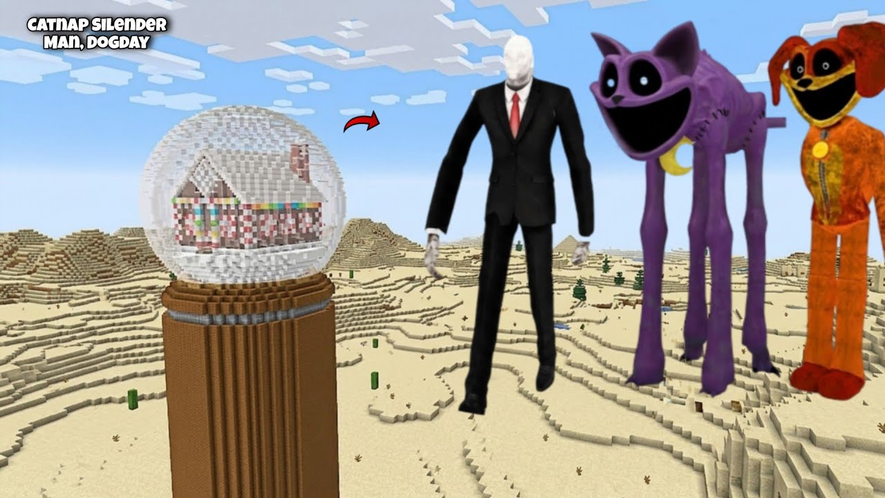 SURVIVED FROM CATNAP, SILENDER MAN AND DOGDAY ARRIVAL In Minecraft - Gameplay - Coffine Meme