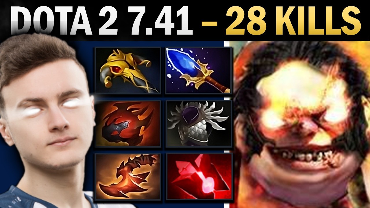 Pudge Dota 2 7.41 with 28 Kills and Bloodstone - Dota 2 Gameplay
