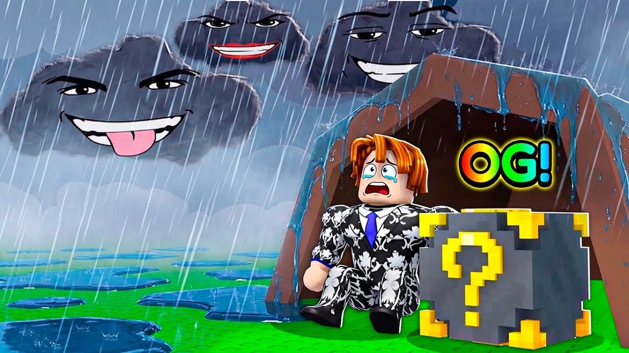 TENTE ROUBAR LUCKY BLOCK BRAINROT DA CHUVA NO ROBLOX 🌧️☔️