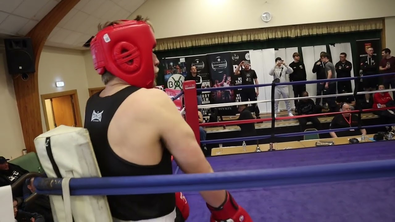 Hard hitting boxers in brutal match.