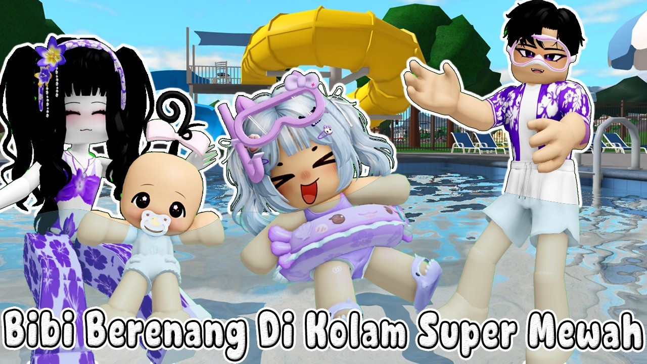BIBI SENANG BERMAIN DI KOLAM RENANG SUPER MEWAH || BLOXBURG 🏡 ROBLOX INDONESIA background