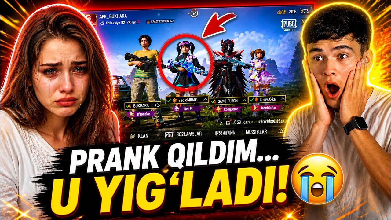 PRANK QILDIM… U YIĞLADI 😭 | YANGI PRANK 😂🤣 | PUBG MOBILE | #prank #pubg
