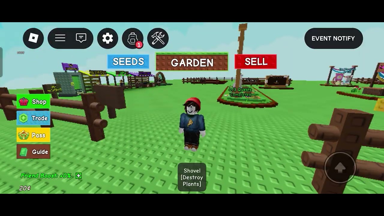 Aura edit game and grow a garden game in Roblox background