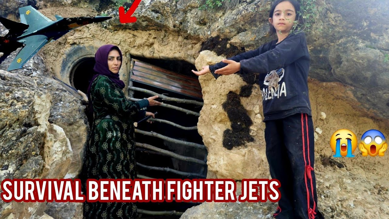 A homeless mother built a door for her hut to stay safe from fighter jets.