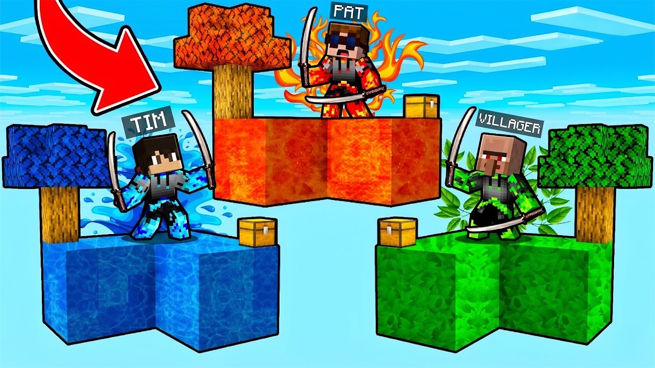 Pat FEUER vs. WASSER vs. ERDE SKYBLOCK KAMPF in Minecraft!