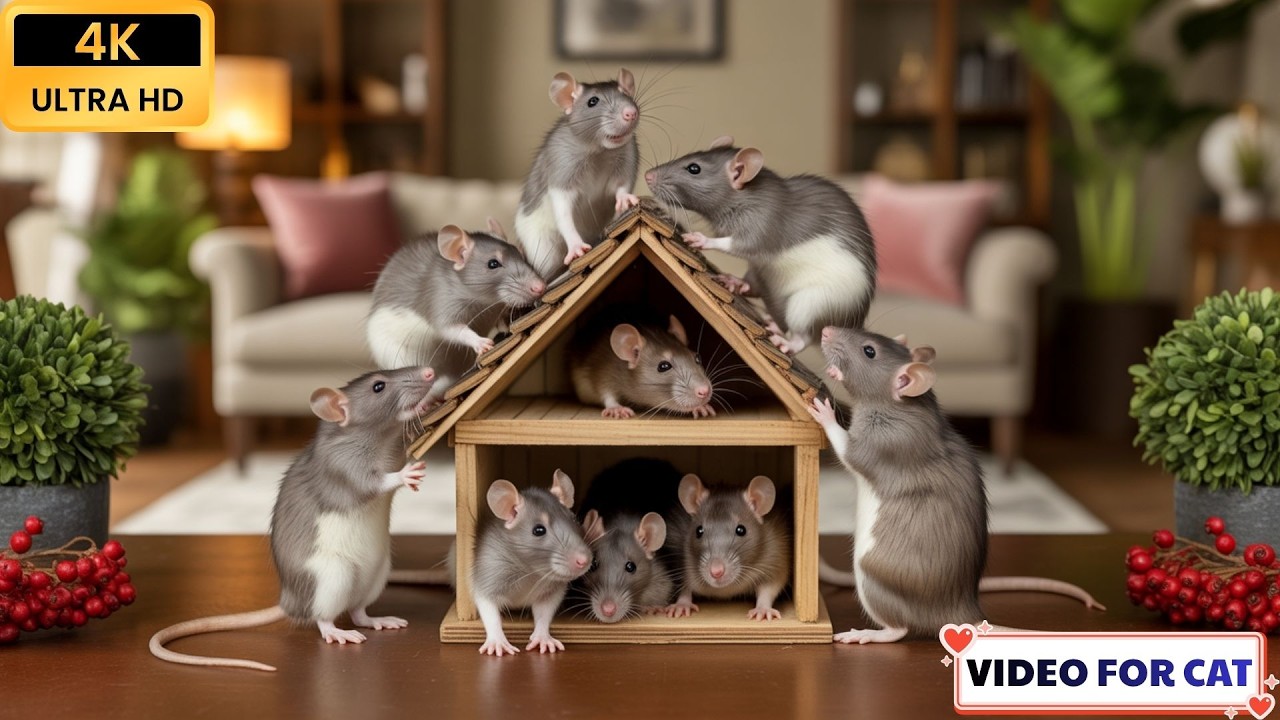 Cat TV Games: Adorable Mouse Fun | CATS GO WILD Watching Mice Videos in 4K 60FPS | Video for Cats🐭