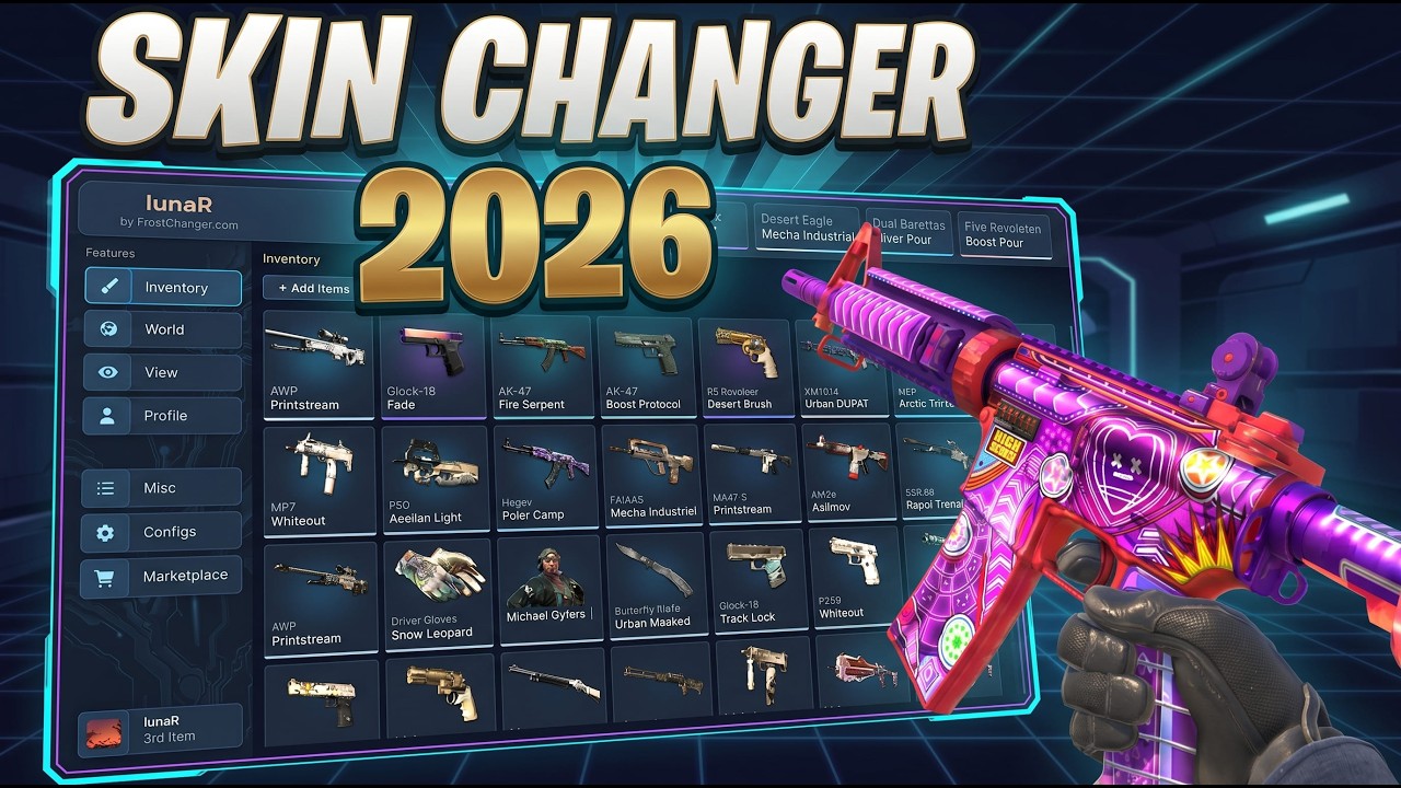 CS2 Skin Changer 2026 | Unlock All Skins + Knives + Gloves | Free Download PC 🎯 background