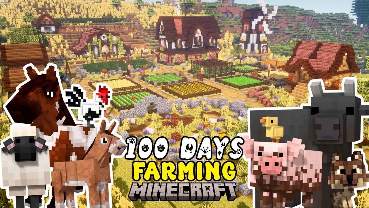 I Spent 100 DAYS Building a FARM In MINECRAFT background