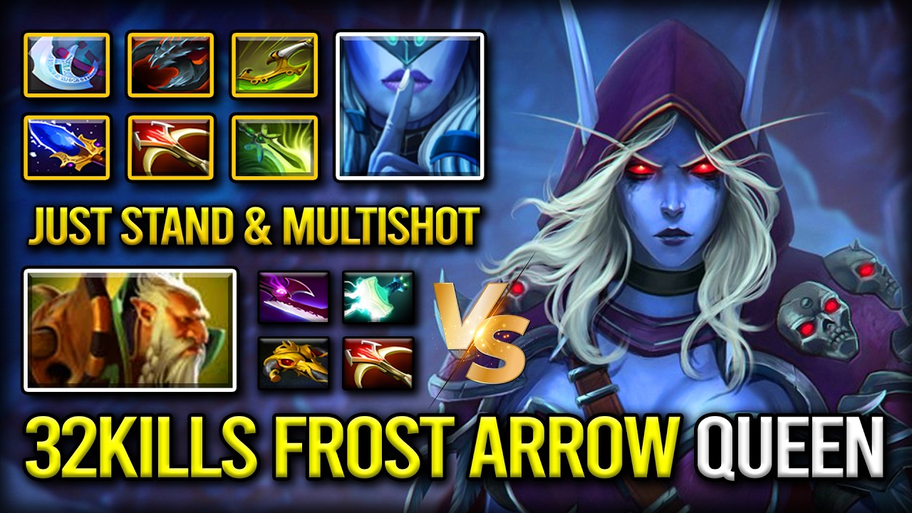 EPIC 32KILLS FROST ARROW MACHINE DROW RANGER | MAX SLOTTED BUILD | JUST STAND & MULTISHOT DOTA 2