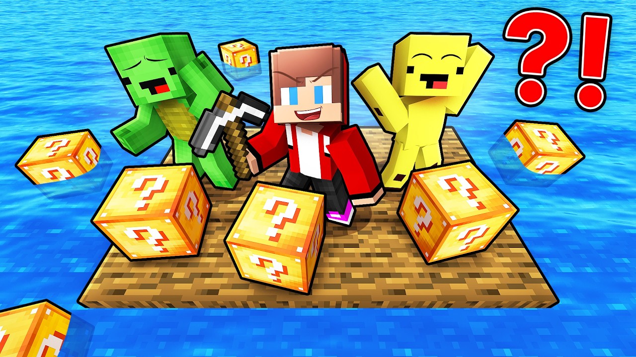 JJ and Mikey Survive on a Raft With LUCKY BLOCKS in Minecraft...