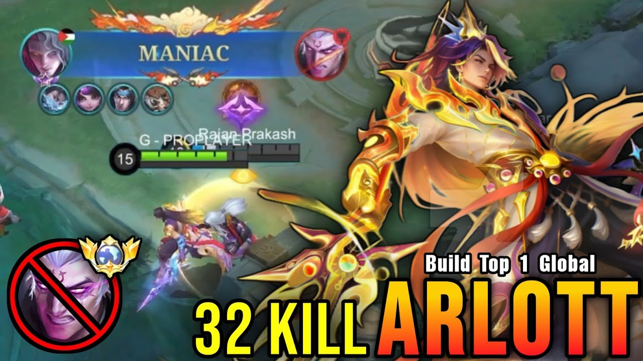 32 Kills + MANIAC!! Arlott VS Top Global Phoveus!! - Build Top 1 Global Arlott ~ MLBB