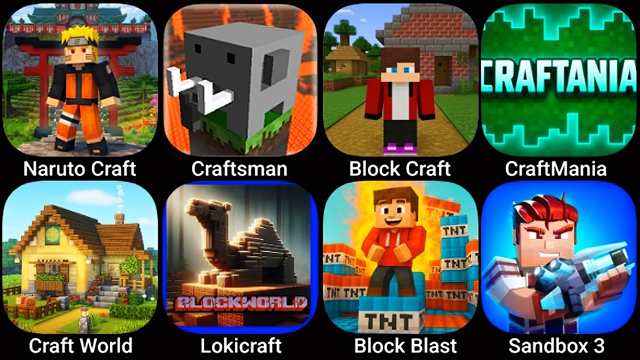 Naruto Craft, Craftsman, Block Craft, Craftmania, Craft World, Lokicraft, Block Blast TNT