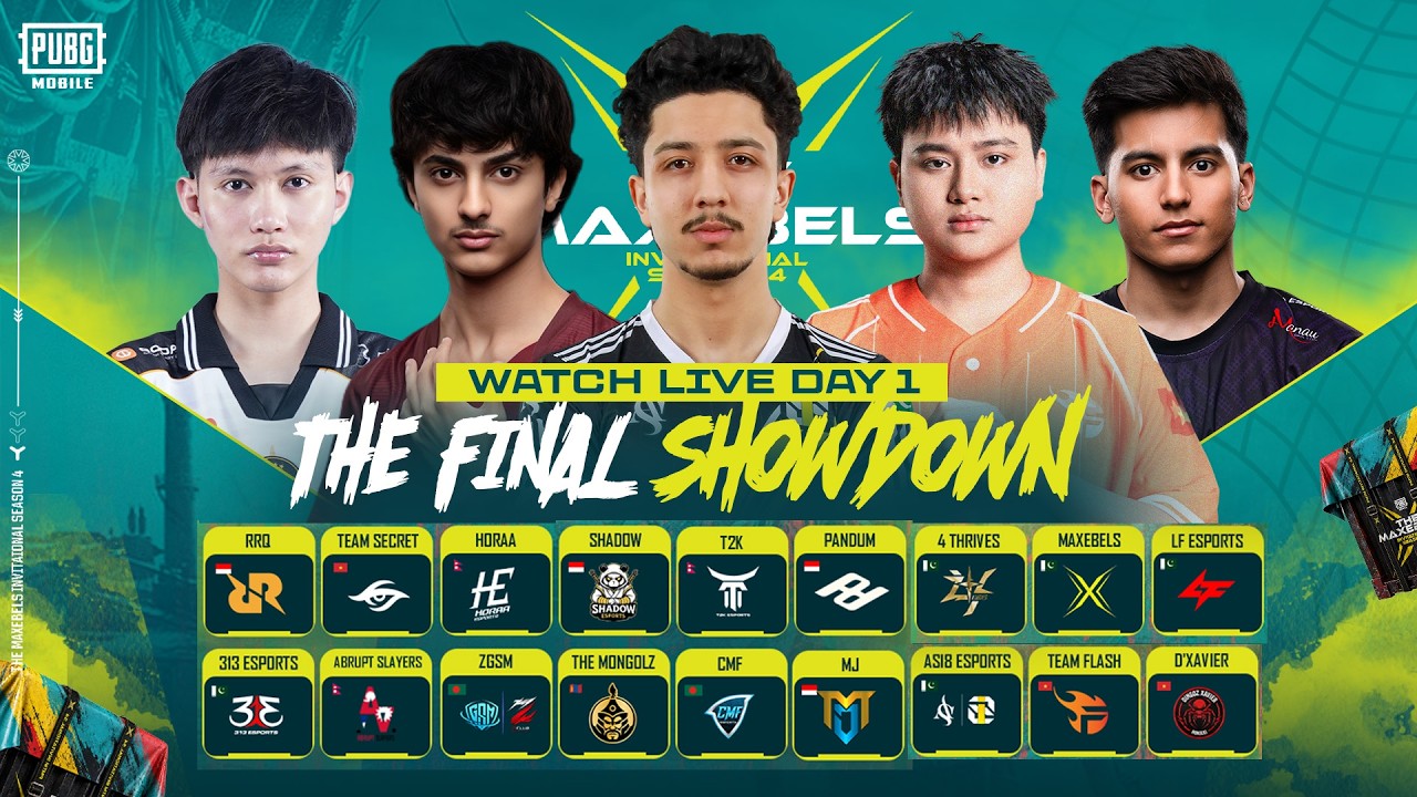 PUBGM THE MAXEBELS INVITATIONAL SEASON 4 | GRAND FINALS DAY - 1 | Ft. #4T #ASI8 #FL #RRQ #HORAA background