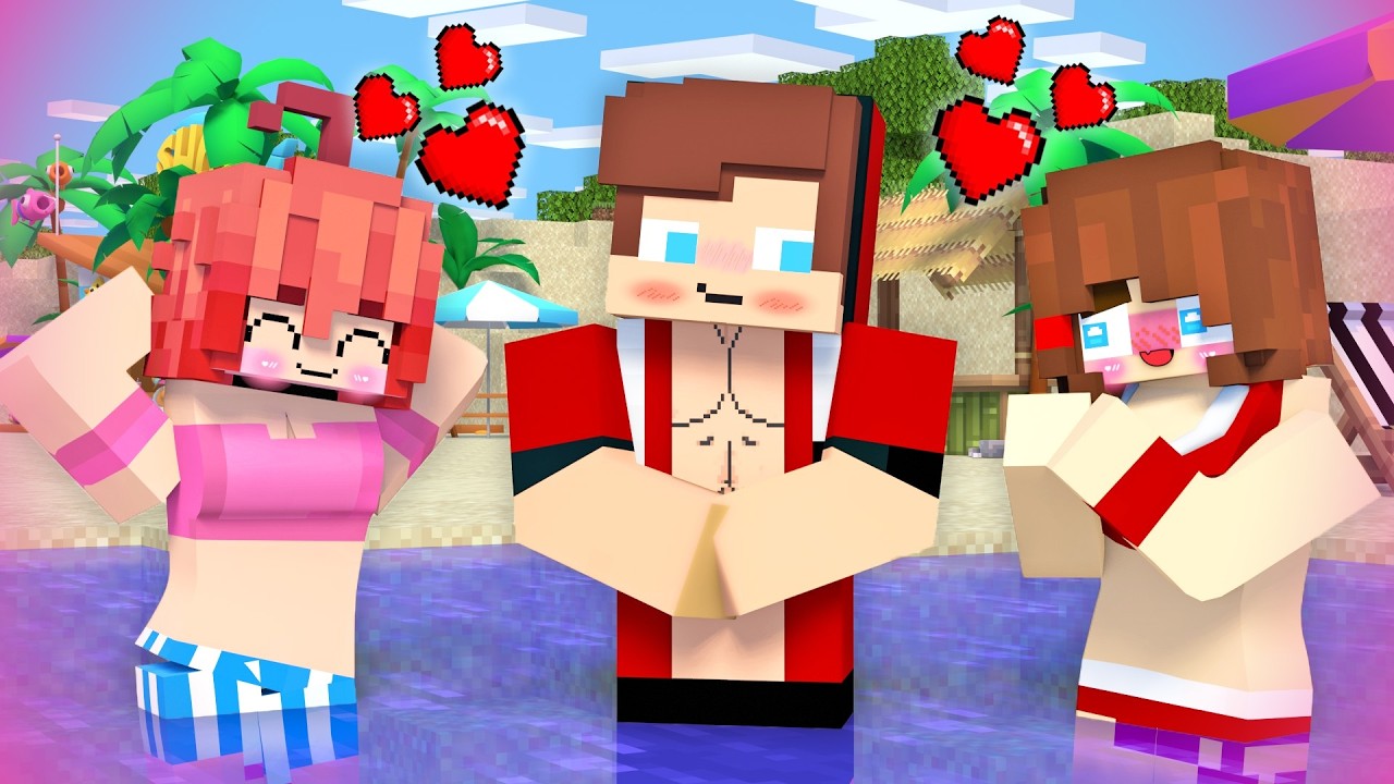 MAIZEN : jj sister Has love jj on the beach !!- Minecraft Animation JJ & Mikey