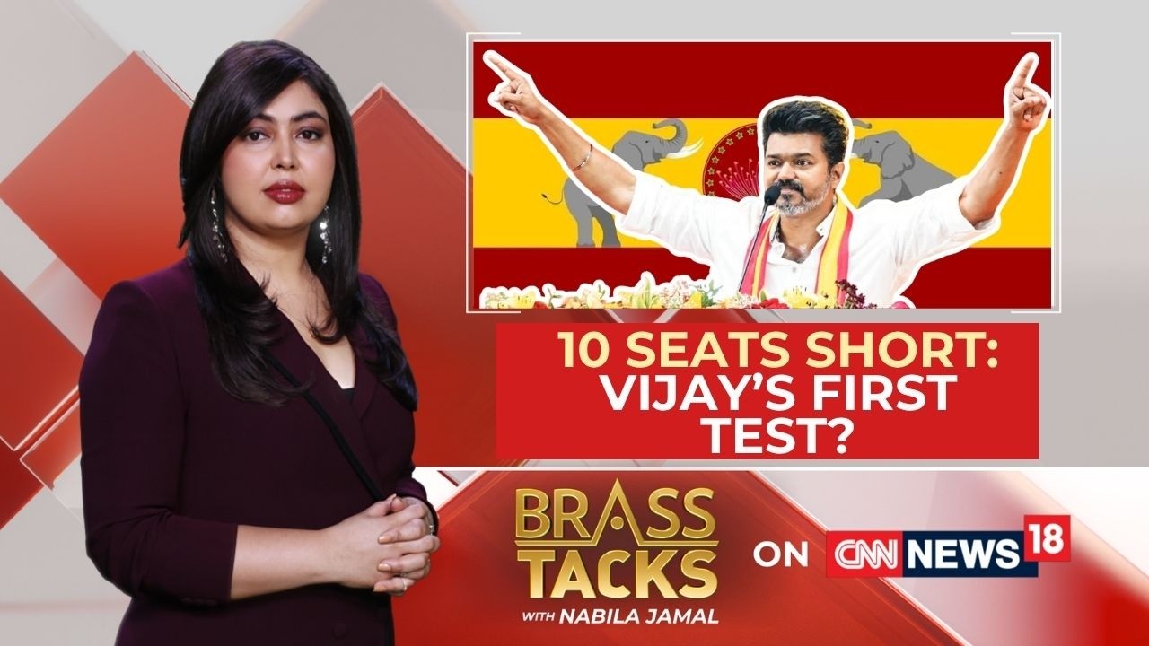 TVK Emerges as Largest Party with 108 Seats | Vijay Faces Big Test in Tamil Nadu Power Game background
