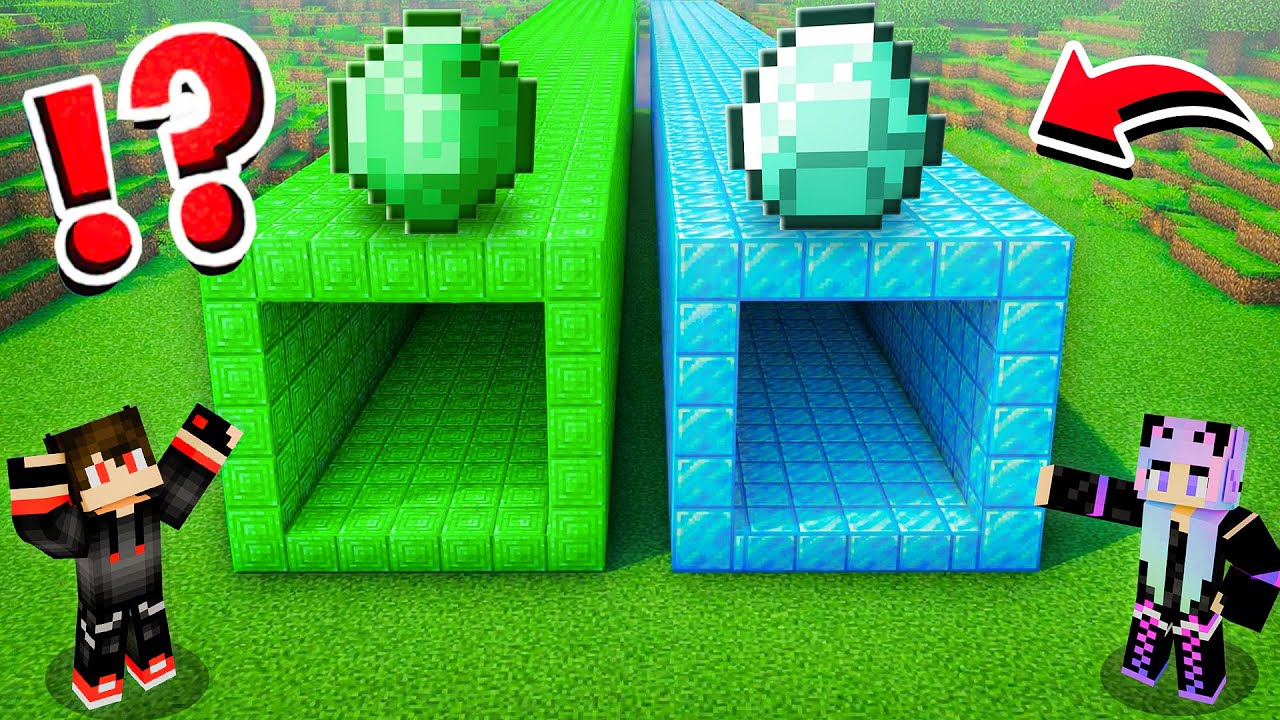 EMERALD vs DIAMOND Tunnel Challenge in Minecraft!!!