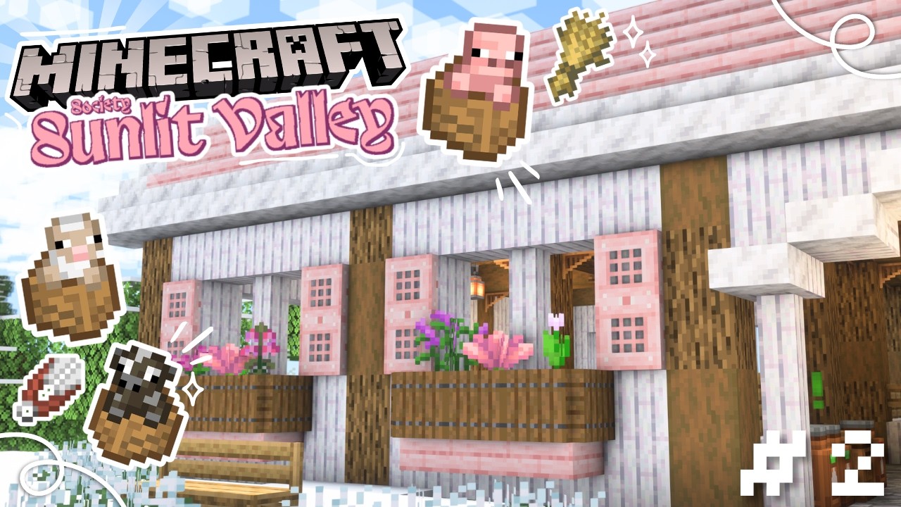 Building A CUTE Barn In Minecraft Society Sunlit Valley