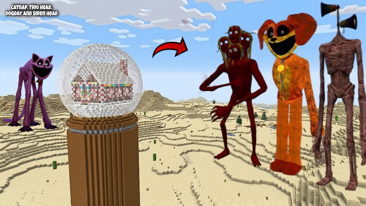 SURVIVED FROM CATNAP, DOGDAY, TRIOHEAD AND SIREN HEAD ARRIVAL In Minecraft - Gameplay - Coffine Meme