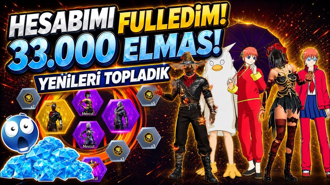 BÜTÜN KOSTÜMLERİ ALDIK! HESABIMI FULLEDİM! | ELMAS HARCAMA FREE FIRE background