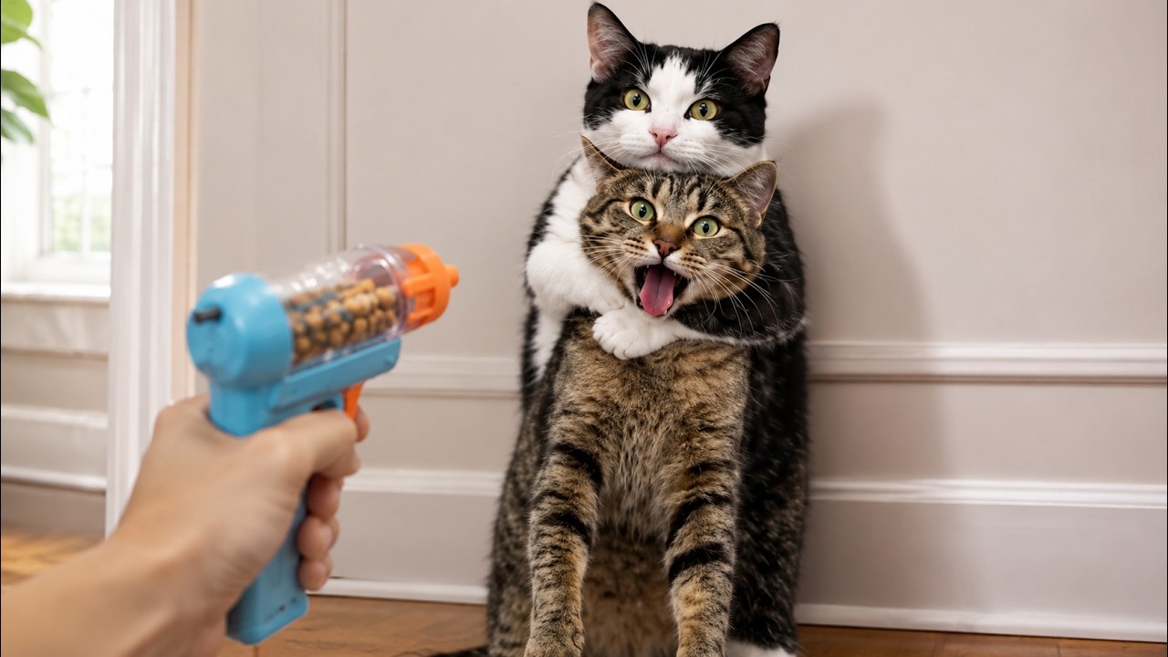 Two Cats Got Caught By The Treat Blaster 😂 | Funniest Cat Dog Pet Moments To Make You Laugh