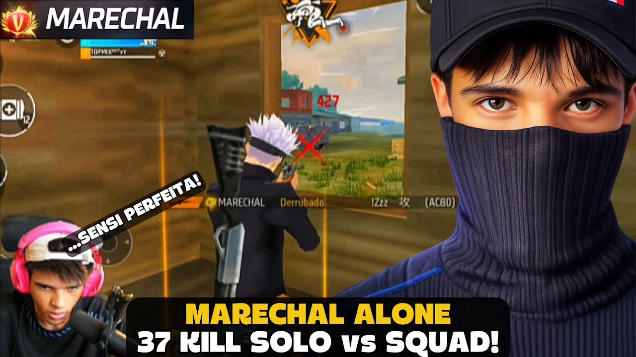 MARECHAL FEZ 37 KILL NO SOLO vs SQUAD COM A SENSIBILIDADE PERFEITA! FREE FIRE - MARECHAL HIGHLIGHTS