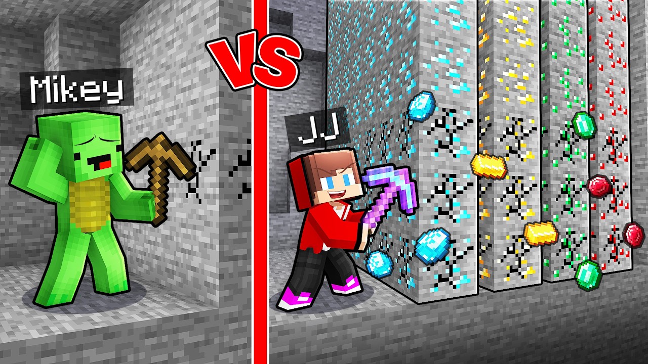 JJ vs Mikey: PICKAXE BATTLE in Minecraft...