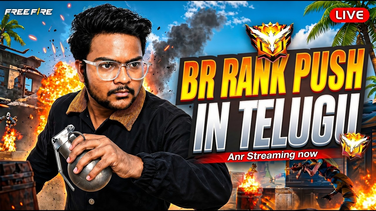 NEW SEASON RANK PUSH - Free Fire Live Telugu 🔥 - Anr Gaming #fflivetelugu #mbg