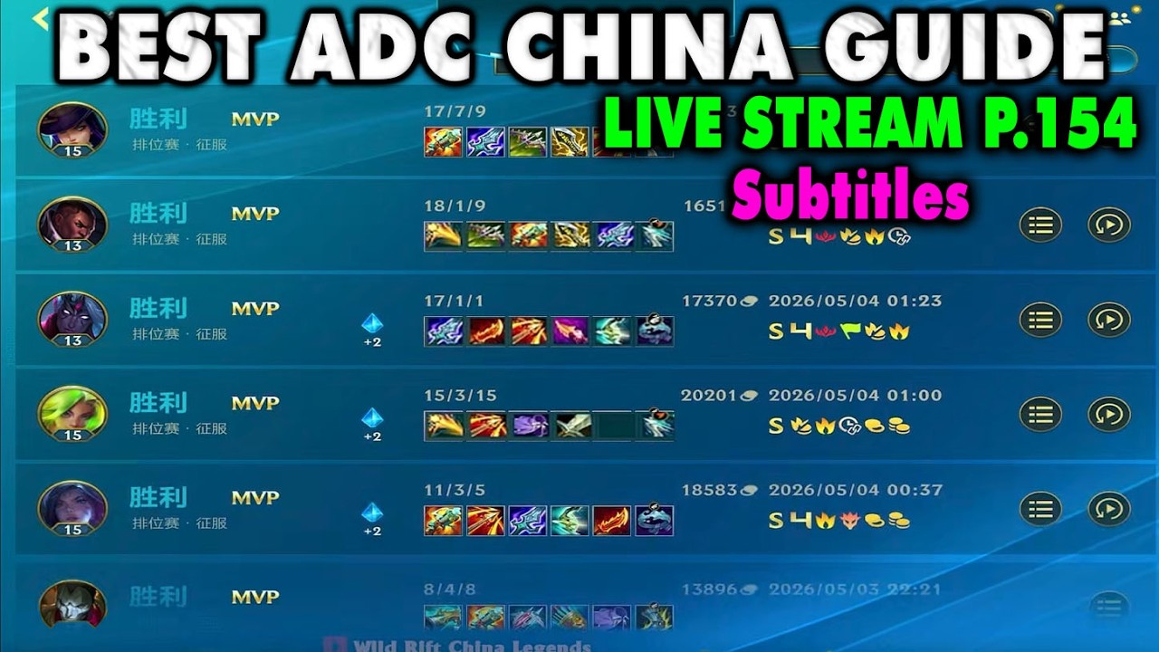 Wild Rift China Best ADC Gameplay | 8 Meta Picks Guide Subtitles - Best Build Runes | Live Stream YL