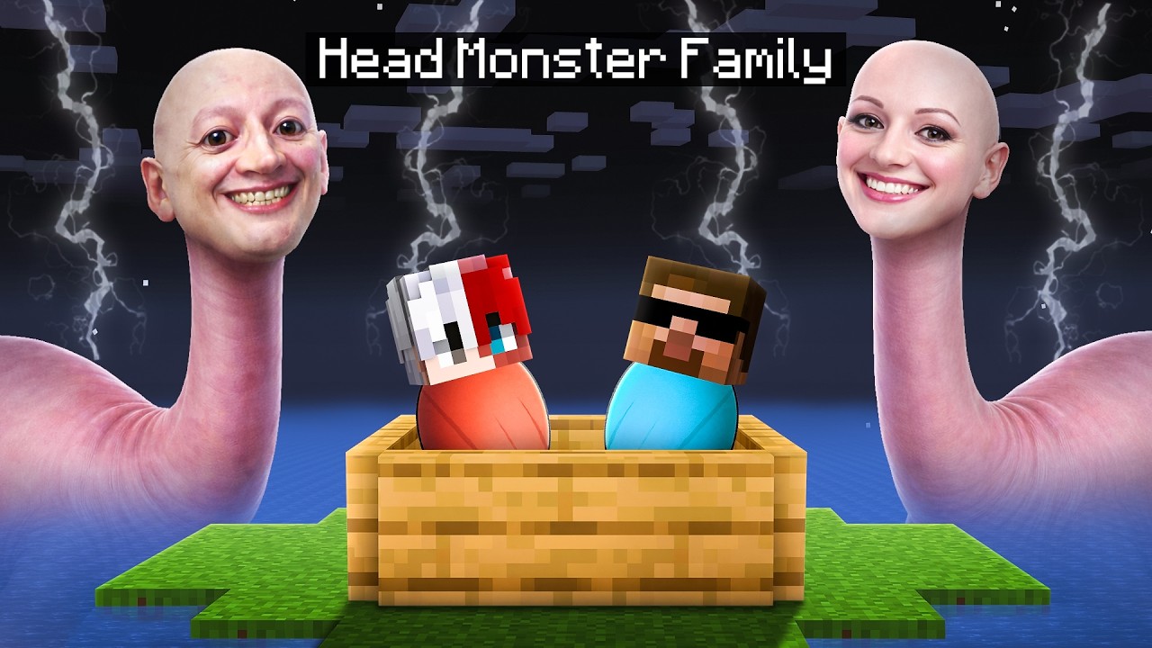 WE GOT ADOPTED BY HUMAN HEAD SEA MONSTER IN MINECRAFT !!
