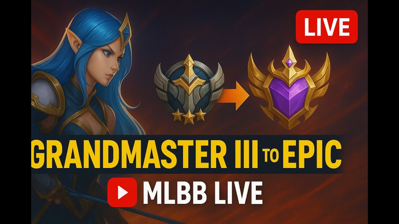 “GRANDMASTER III to EPIC LIVE! | Miya INSANE RANK PUSH | Road to Mythic - MLBB” background