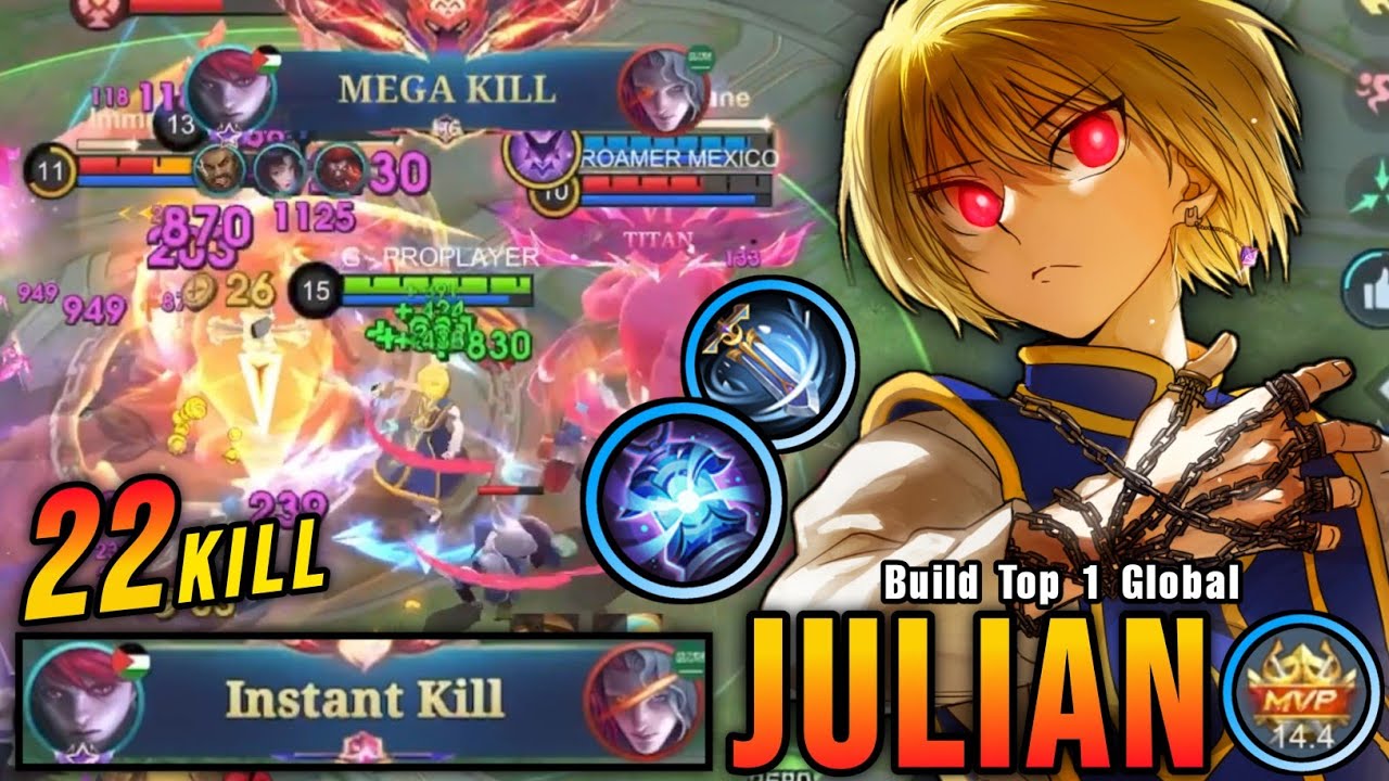 22 Kills!! OP LifeSteal Julian Instant Kills Enemies!! - Build Top 1 Global Julian ~ MLBB