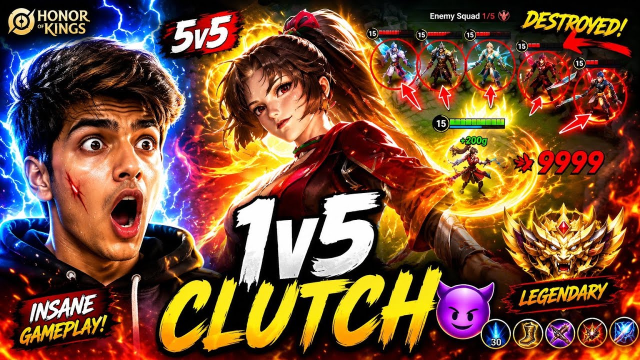 โ1v5 CLUTCH ๐ INSANE GAMEPLAY | Honor of Kings ๐ฅโ