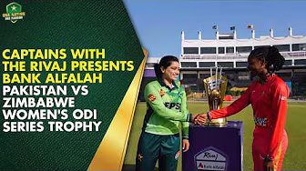 Captains with the Rivaj Presents Bank Alfalah Pakistan vs Zimbabwe Women's ODI Series Trophy | MA2K