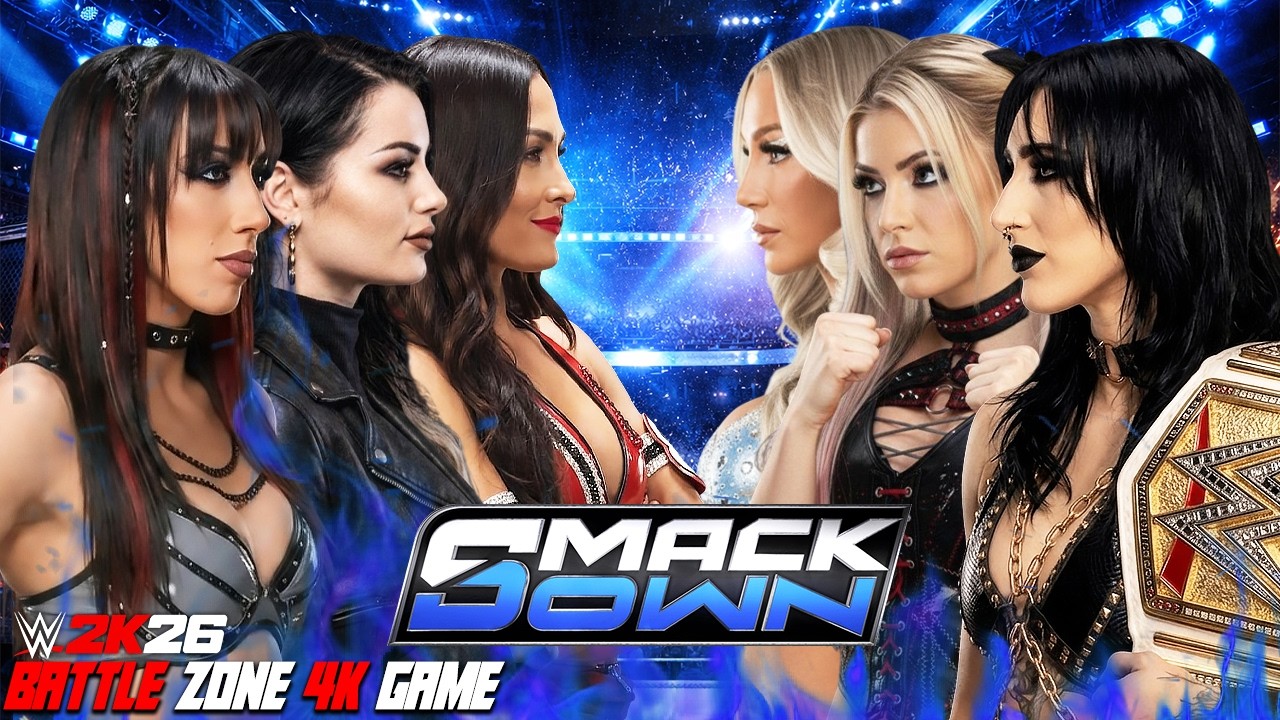 WWE SMACKDOWN - Rhea Ripley Alexa Bliss Charlotte vs Jacy Jayne Paige Brie - WWE 2K26 8 May 2026
