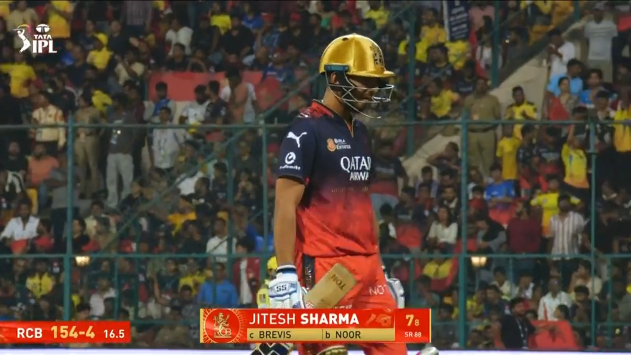 IPL 2025 M52: RCB vs CSK - Jitesh Sharma Wicket